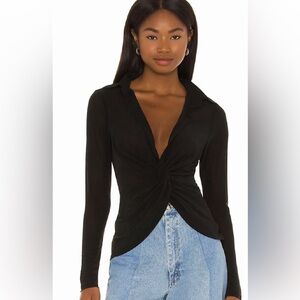Vneck twist sexy semi sheer top blouse